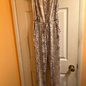 Strapless Snake Print Jumpsuit -